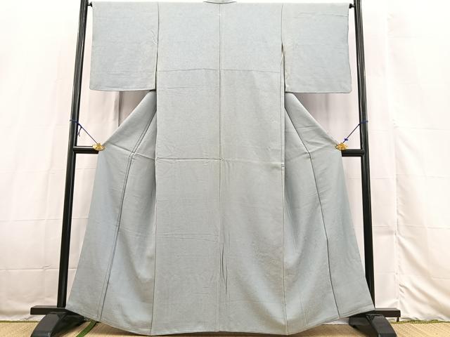 平和屋着物■上質な色無地　草花地紋　灰青色　正絹　逸品　BAAX3220yc