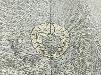 平和屋着物■上質な色無地　草花地紋　灰青色　正絹　逸品　BAAX3220yc