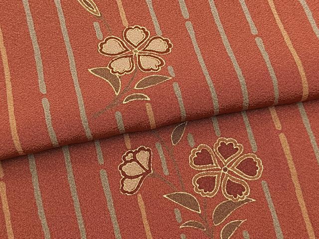 平和屋着物■上質な小紋　桜雨縞文　金彩　正絹　逸品　BAAX3227yc