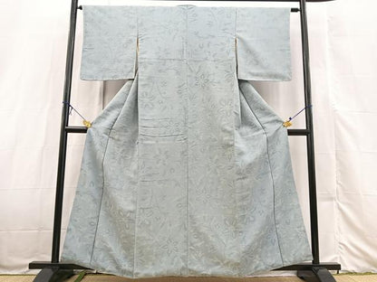 平和屋着物■上質な紬　更紗花文　正絹　逸品　BAAX3229yc