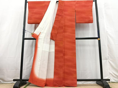 平和屋着物■上質な小紋　霞文　暈し染め　鬼しぼ縮緬　正絹　逸品　BAAX3230yc