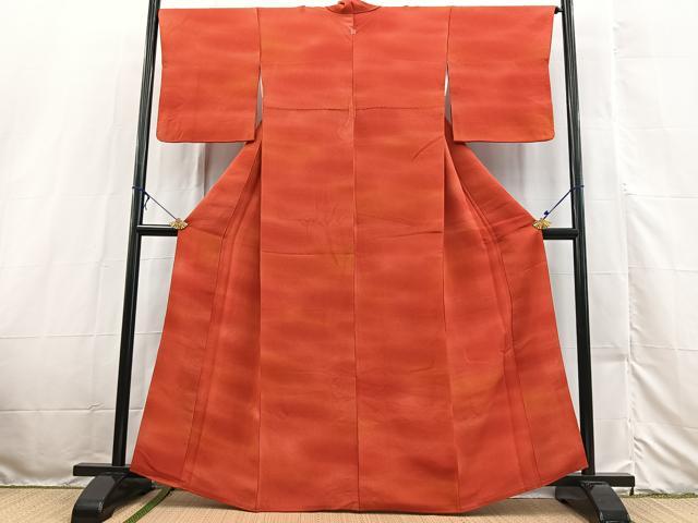 平和屋着物■上質な小紋　霞文　暈し染め　鬼しぼ縮緬　正絹　逸品　BAAX3230yc