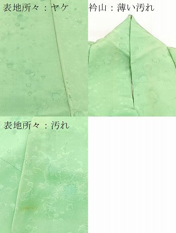 平和屋着物■上質な色無地　抽象地紋　浅緑色　正絹　逸品　BAAX3236yc