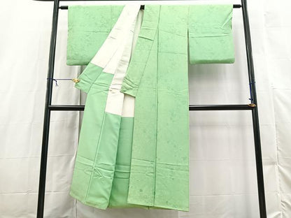 平和屋着物■上質な色無地　抽象地紋　浅緑色　正絹　逸品　BAAX3236yc
