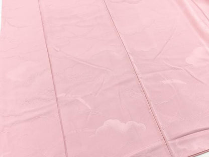 平和屋着物■上質な色無地　雲取り雪芝地紋　石竹色　正絹　逸品　BAAX3237yc