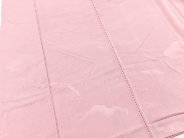 平和屋着物■上質な色無地　雲取り雪芝地紋　石竹色　正絹　逸品　BAAX3237yc