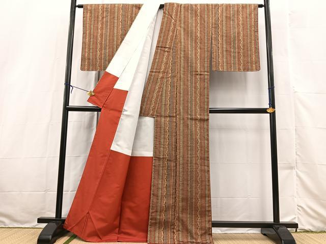 平和屋着物■上質な小紋　紬地　花間道　正絹　逸品　BAAX3248yc