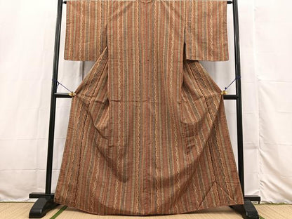平和屋着物■上質な小紋　紬地　花間道　正絹　逸品　BAAX3248yc