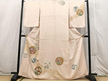 平和屋着物■訪問着　刺繍　花丸文　正絹　逸品　BAAX3250yc