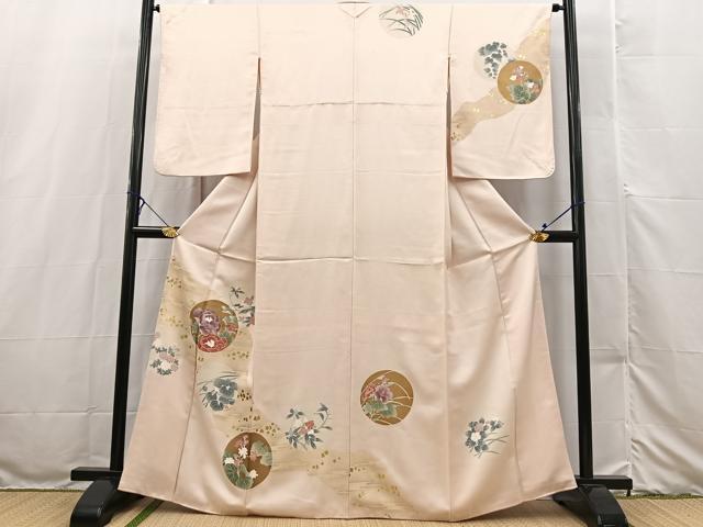 平和屋着物■訪問着　刺繍　花丸文　正絹　逸品　BAAX3250yc