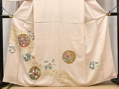 平和屋着物■訪問着　刺繍　花丸文　正絹　逸品　BAAX3250yc