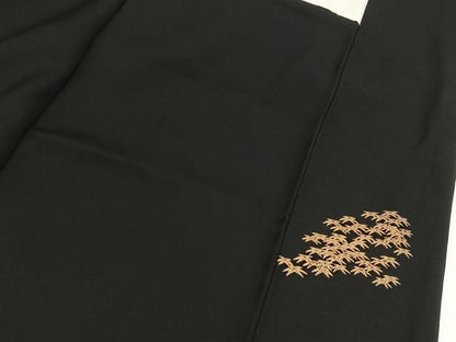 平和屋着物■訪問着　刺繍　風景文　黒地　金彩　正絹　逸品　BAAX3255yc
