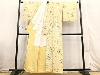 平和屋着物■上質な小紋 吹き寄せ文 お召縮緬 正絹 逸品 BAAX3317yc