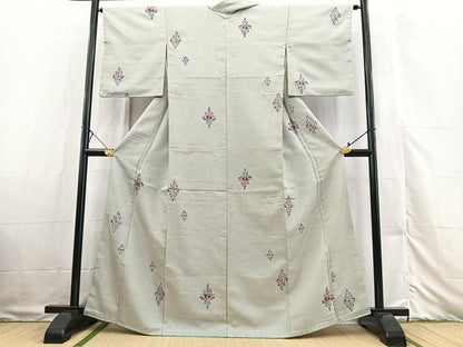 平和屋着物■上質な小紋 紬地 宝相華 正絹 逸品 BAAX3320yc