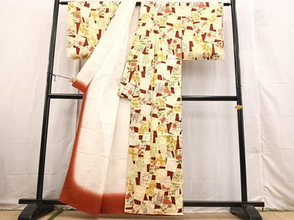 平和屋着物■上質な小紋 色紙重ね花文 金彩 正絹 逸品 未使用 BAAX3322yc