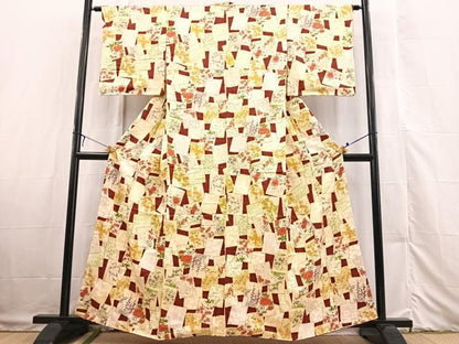 平和屋着物■上質な小紋 色紙重ね花文 金彩 正絹 逸品 未使用 BAAX3322yc