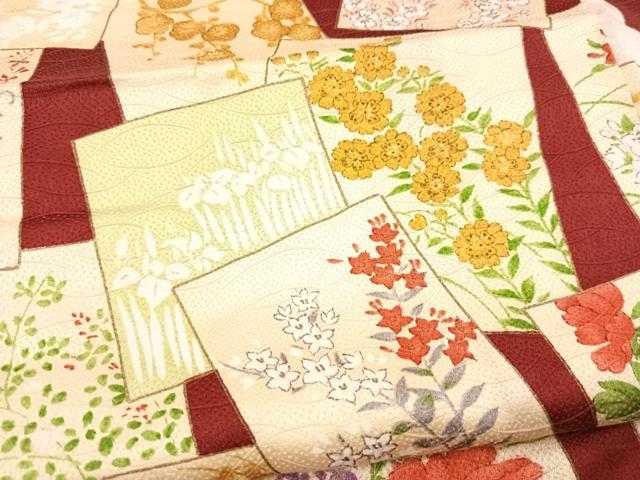 平和屋着物■上質な小紋 色紙重ね花文 金彩 正絹 逸品 未使用 BAAX3322yc