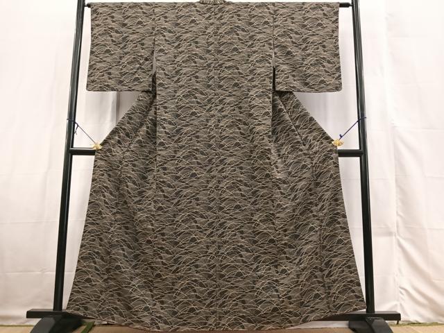 平和屋着物■上質な小紋 露芝稲穂文 黒地 金彩 正絹 逸品 BAAX3324yc
