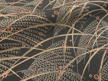 平和屋着物■上質な小紋 露芝稲穂文 黒地 金彩 正絹 逸品 BAAX3324yc