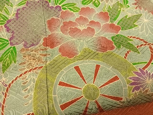 平和屋着物■訪問着 絞り 雲取り花車文 金彩 正絹 逸品 BAAX3326yc