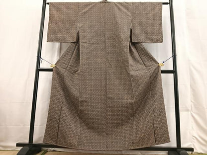 平和屋着物■上質な小紋 紬地 花丸文 正絹 逸品 未使用 BAAX3327yc