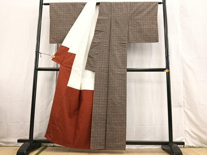 平和屋着物■上質な小紋 紬地 花丸文 正絹 逸品 未使用 BAAX3327yc