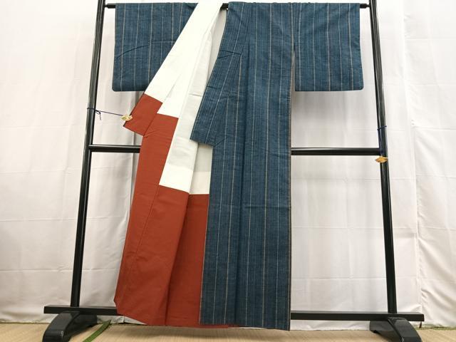 平和屋着物■上質な紬 縞 正絹 逸品 BAAX3329yc