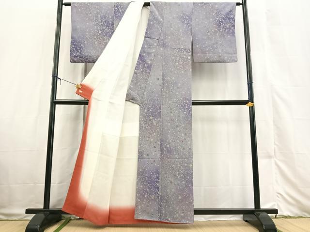 平和屋着物■上質な小紋 草花文 暈し染め 三越扱い 正絹 逸品 BAAX3330yc