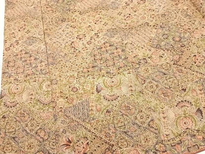 平和屋着物■上質な小紋 切嵌更紗花文 正絹 逸品 BAAX3332yc