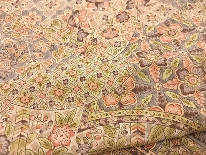 平和屋着物■上質な小紋 切嵌更紗花文 正絹 逸品 BAAX3332yc