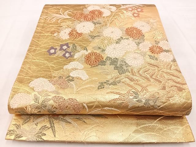 平和屋着物◎六通柄袋帯 蒔絵秋想苑 金糸 正絹 逸品 BAAX3366yc