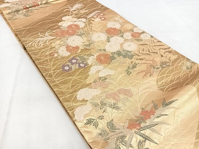 平和屋着物◎六通柄袋帯 蒔絵秋想苑 金糸 正絹 逸品 BAAX3366yc
