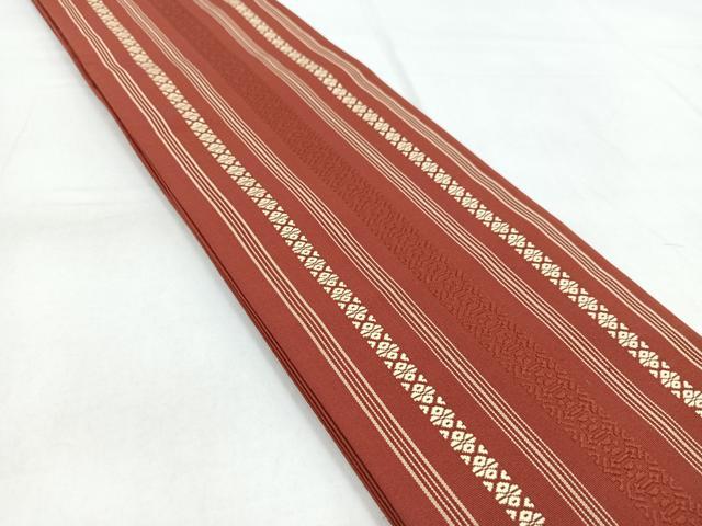 平和屋着物◎本場筑前博多織　半幅帯　献上　正絹　逸品　BAAX3412yc