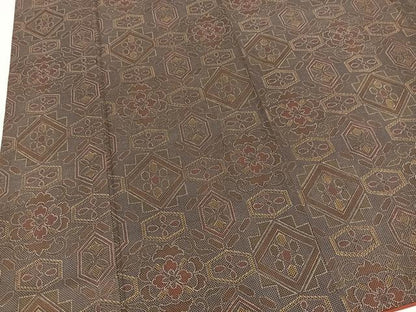 平和屋着物■上質な小紋 紬地 幾何学花文 正絹 逸品 BAAX3422yc
