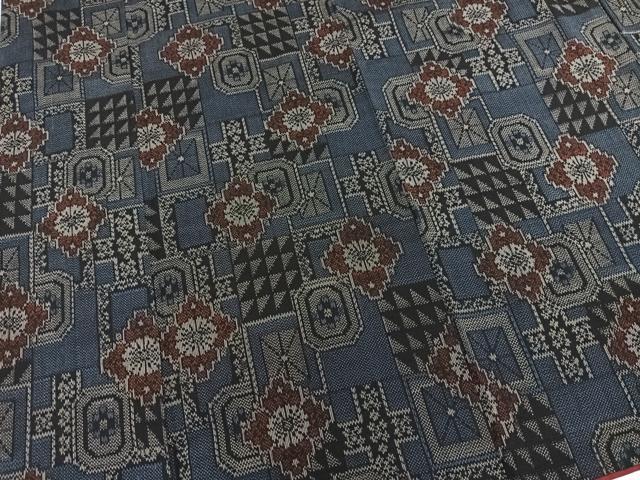 平和屋着物■上質な紬　幾何学花文　正絹　逸品　BAAX3424yc