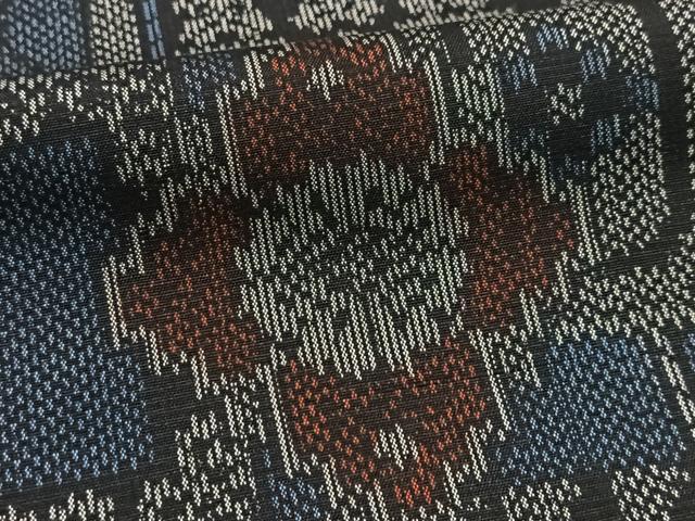 平和屋着物■上質な紬　幾何学花文　正絹　逸品　BAAX3424yc