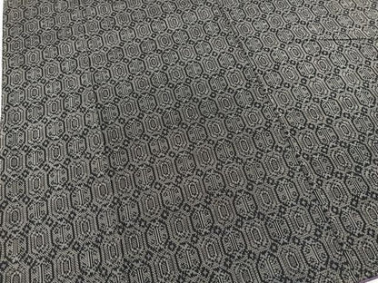 平和屋着物■上質な紬 幾何学文様 黒地 正絹 逸品 未使用 BAAX3442yc