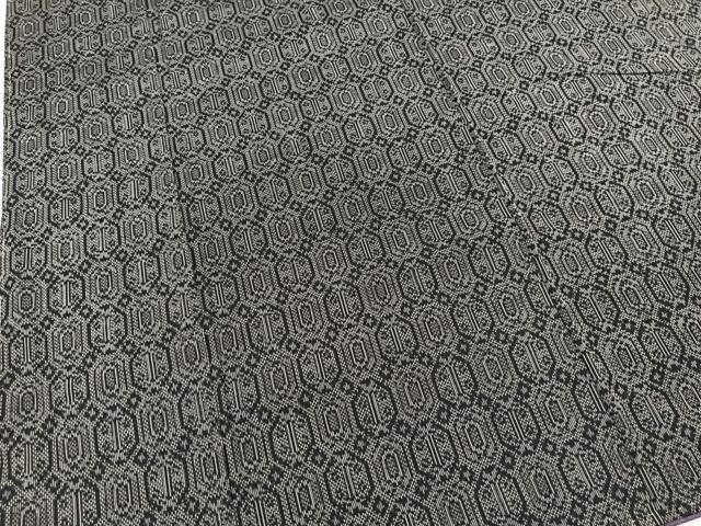 平和屋着物■上質な紬 幾何学文様 黒地 正絹 逸品 未使用 BAAX3442yc
