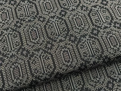 平和屋着物■上質な紬 幾何学文様 黒地 正絹 逸品 未使用 BAAX3442yc