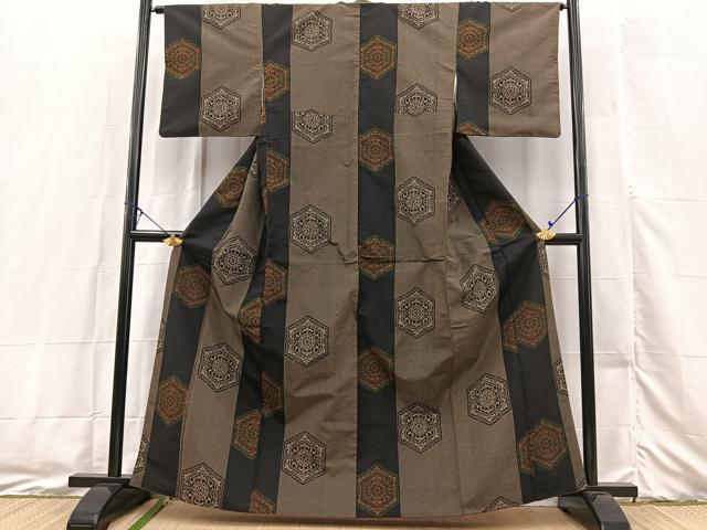 平和屋着物■上質な紬 正倉院花文 正絹 逸品 BAAX3455yc