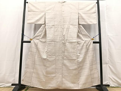 平和屋着物■上質な紬 100亀甲 横段花文 正絹 逸品 BAAX3473yc