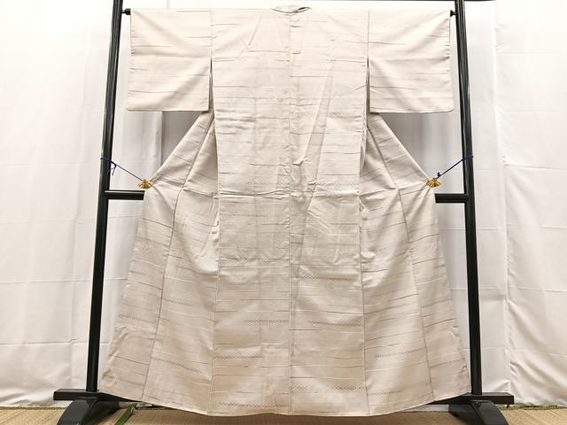 平和屋着物■上質な紬 100亀甲 横段花文 正絹 逸品 BAAX3473yc