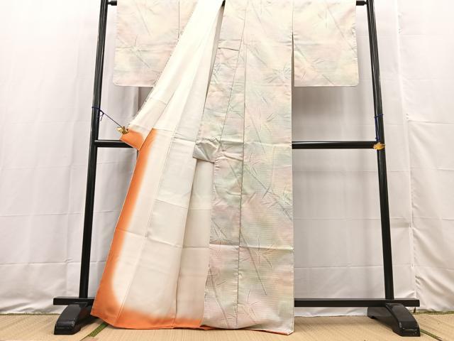 平和屋着物■上質な紬　笹竹文　正絹　逸品　BAAX3474yc