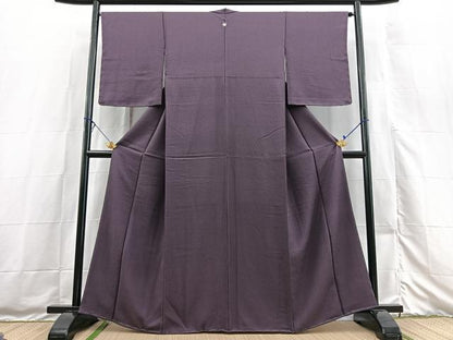 平和屋着物●本草木染作家　瑞寶　色無地　紋意匠　滅紫色　正絹　逸品　未使用　BAAX3482yc