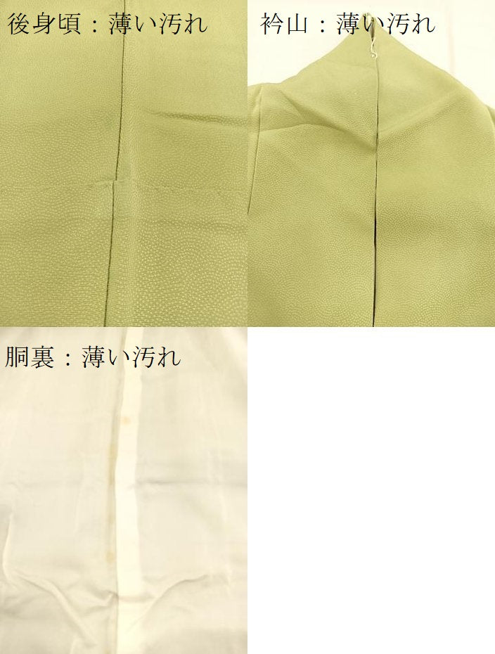 平和屋着物■上質な色無地　鮫小紋柄地紋　柳茶色　正絹　逸品　BAAX3489yc