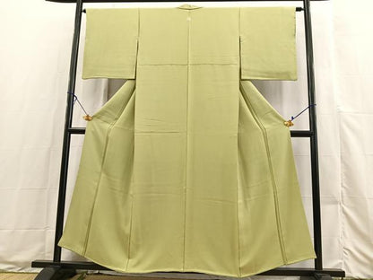 平和屋着物■上質な色無地　鮫小紋柄地紋　柳茶色　正絹　逸品　BAAX3489yc