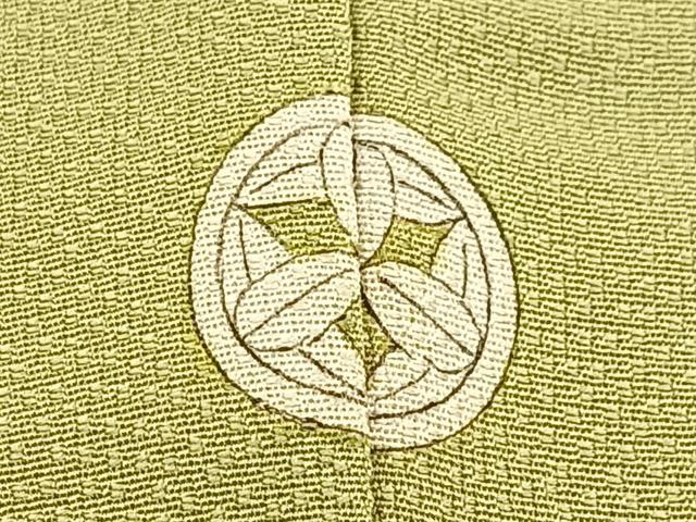 平和屋着物■上質な色無地　鮫小紋柄地紋　柳茶色　正絹　逸品　BAAX3489yc