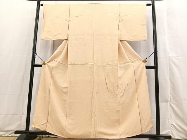平和屋着物■上質な色無地　入子菱地紋　蜂蜜色　正絹　逸品　BAAX3491yc