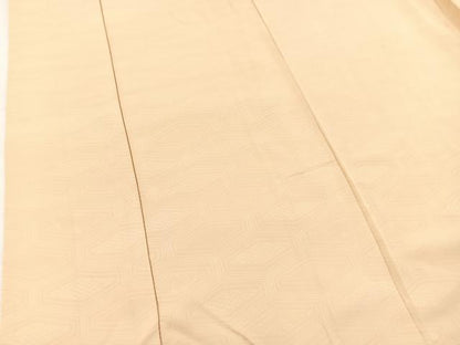 平和屋着物■上質な色無地　入子菱地紋　蜂蜜色　正絹　逸品　BAAX3491yc