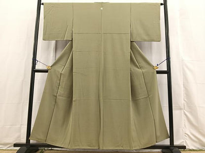 平和屋着物■上質な色無地　鶸茶色　正絹　逸品　BAAX3493yc